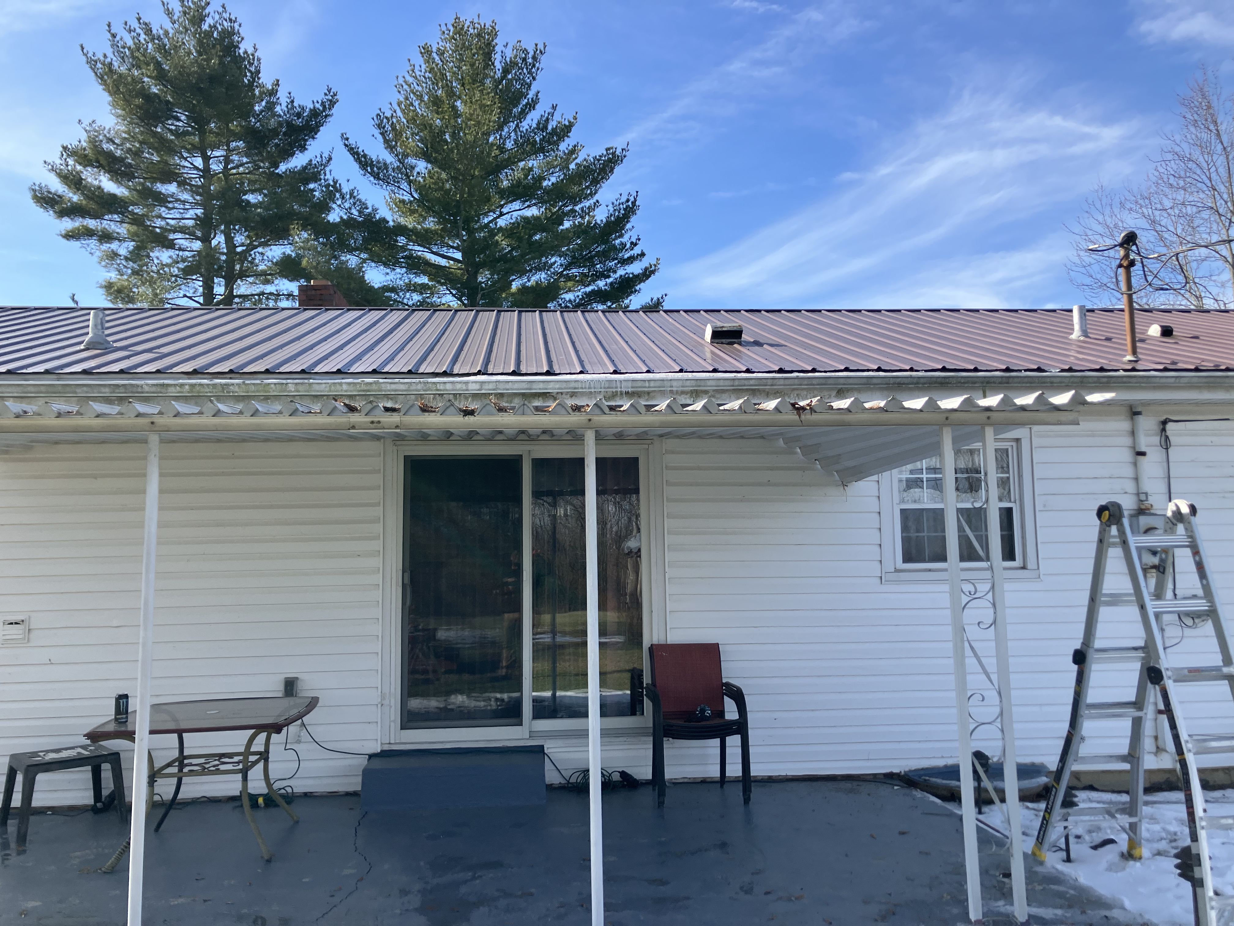 Covered patio structure during construction